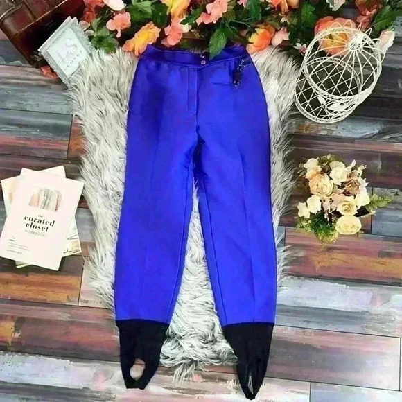 White Stag Blue Wool Blend Ski/Wintersport Pants with Foot/Ankle Straps, 6 - Picture 1 of 13